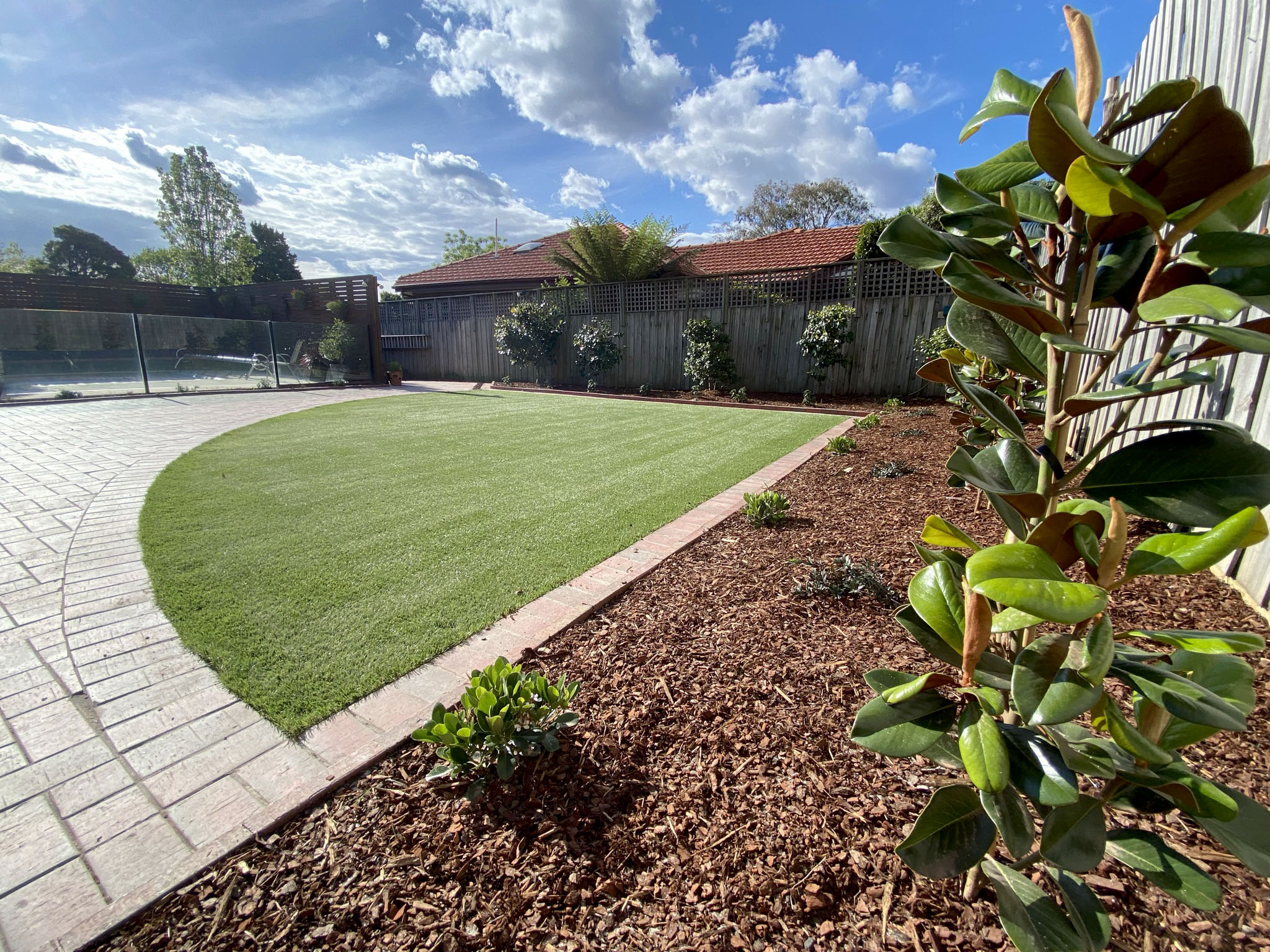 Glen Iris turf and brick edging with refreshed garden beds
